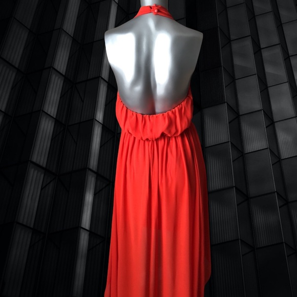 High Low Double Zero Asymmetrical Midaxi Halter Dress - Picture 6 of 9